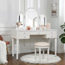 Mirrored Makeup Vanity Table Set With Adjustable Lighting And Storage