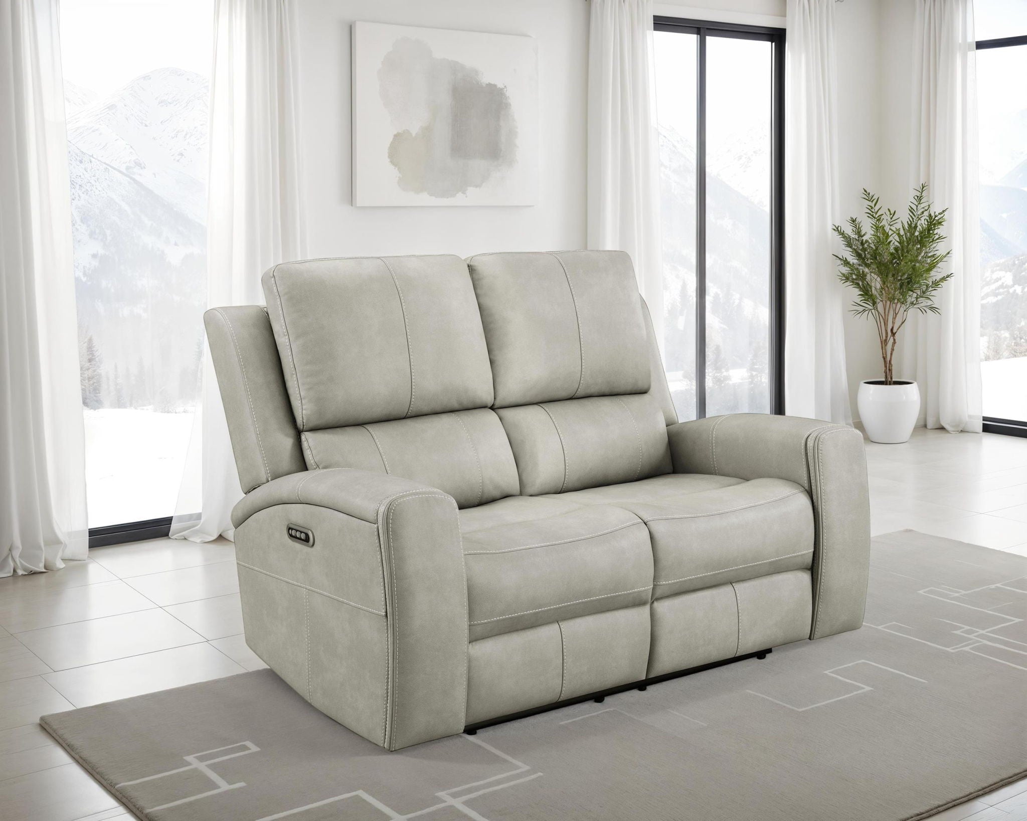 Brickston Triple Power Reclining Loveseat Grey