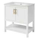 Elegant Bathroom Vanity With Ceramic Sink And Versatile Storage