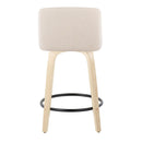 Toriano - Contemporary, Fixed Height Counter Stool With Swivel And Round Footrest (Set of 2)