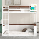 Bunk Bed With Built In Shelves, Storage Box, LED Light And USB Charging Station