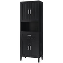 Freestanding Tall Bathroom Cabinet With Soft Close Doors And Adjustable Shelves