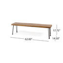 Zion - Industrial Wood And Metal Rectangular Bench With Faux Live Edge Design - Teak