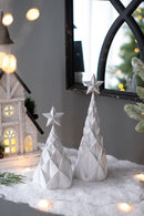 Resin / Foil Christmas Tree With Star Top (Set of 3) - White / Silver