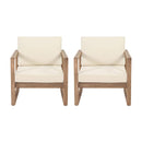 Outdoor Acacia Wood Patio Club Chair, Wood Patio Furniture, Waterproof Thick Cushion Deep Seating For Porch - Brown Wash / Beige