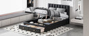 Full Size Upholstered Bed with Hydraulic Storage System and Drawer, Black