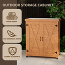 Rustic Cedar Potting Bench With Storage Cabinet And Metal Table Top For Outdoor Patio - Light Brown