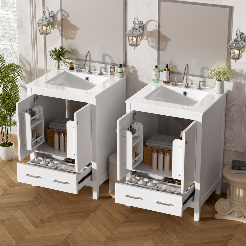 Bathroom Vanity With Integrated Undermount Ceramic Sink, 2 Doors And 1 Drawer, Soft Close Hinges