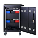 32 Bit Device Charging Trolley For Tablets And Laptops With Cable Management, Removable Doors - Matte Black