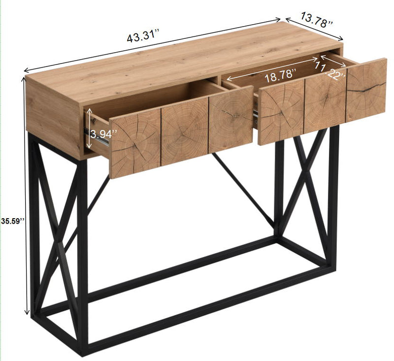 Luxury Industrial Table With 2 Drawers
