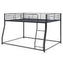 Metal Floor Bunk Bed, Full XL over Queen, Black