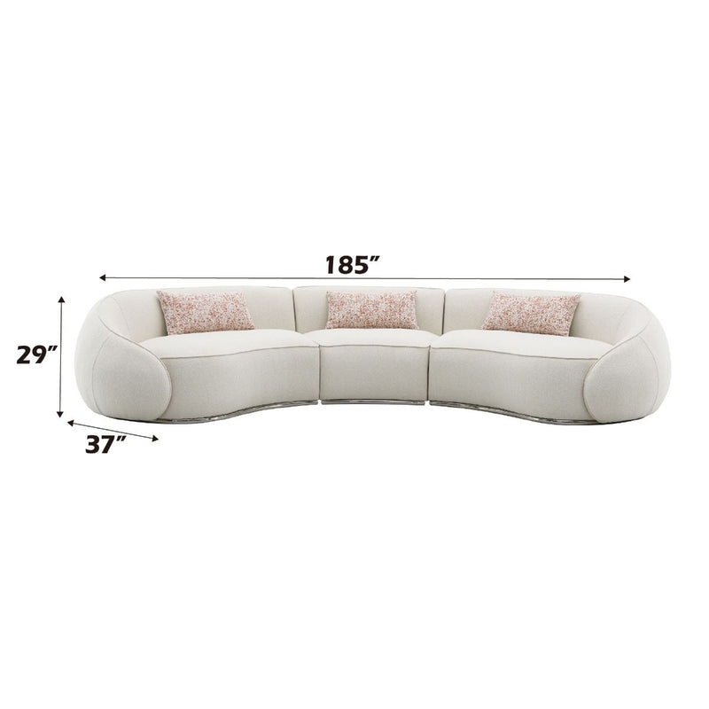 Sahara - Sectional Sofa With 3 Pillows - Beige Boucle