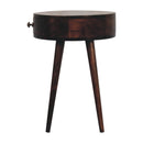 Nordic Circular Shaped Bedside Table - Walnut