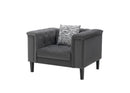 Mary - Velvet Tufted Chair With 1 Accent Pillow - Dark Gray