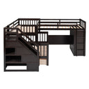 L Shaped Bunk Bed With 3 Drawers, Portable Desk And Wardrobe