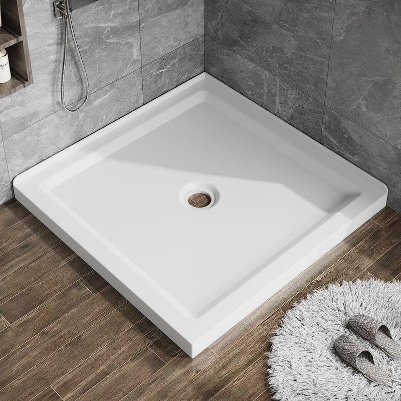Anti Slip Double Threshold Shower Base - White
