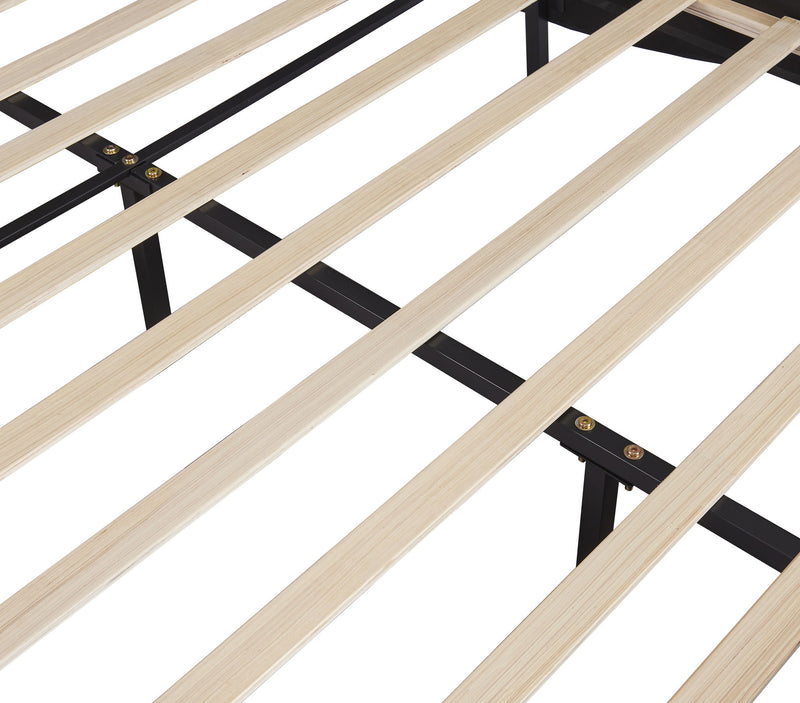 Upholstered Platform Bed With LED Light, Frame Slatted