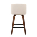 Toriano - Mid Century Modern Fixed Height Counter Stool & Square Footrest (Set of 2)