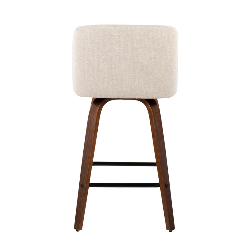 Toriano - Mid Century Modern Fixed Height Counter Stool & Square Footrest (Set of 2)