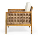 Maycen - Outdoor Club Chair With Wicker Accents - Teak