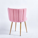 Modern Dining Chair (Set of 2) With Iron Tube Wood Color Legs, Shorthair Cushions And Comfortable Backrest, Suitable For Dining Room, Living Room, Cafe, Simple Structure