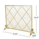 Minimalist Single Panel Iron Fireplace Screen With Diamond Design