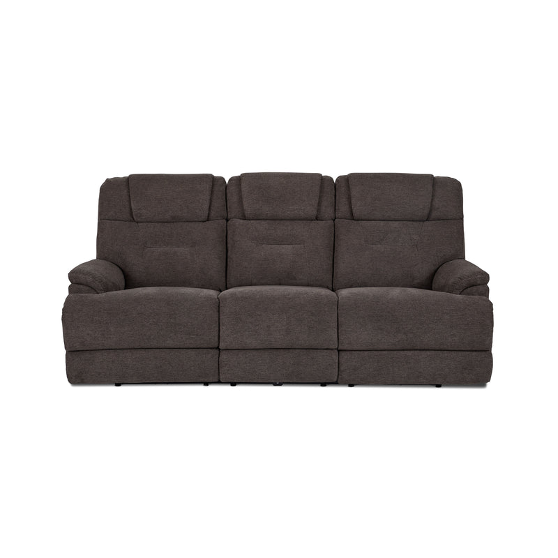 Zofa - Power Reclining Sofa with Cnsl & Power Headrests/Lumbar/Heat/Mass - Dark Brown