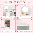 Kids Vanity Table With Mirror And Chair, Dressing Makeup Desk With Storage Shelves - White