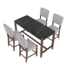 5 Piece Counter Height Dining Set, Bar Table With 4 Upholstered Chairs