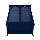 2 Doors Metal Storage Cabinet Display Cabinet With Glass Doors Metal Kitchen Sideboard Buffet Cabinet Glass Storage Cabinet For Dining Room Living Room Bedroom - Dark Blue