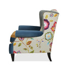 Anya - Boho Chic Wingback Accent Arm Chair - Floral / Leopard / Blue Teal / Yellow Gold