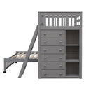Bunk Bed With 6 Drawers And Flexible Shelves, Bottom Bed With Wheels