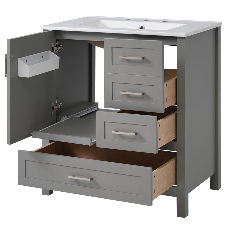 Modern Bathroom Vanity With Ceramic Sink, Solid Frame And Storage Solutions