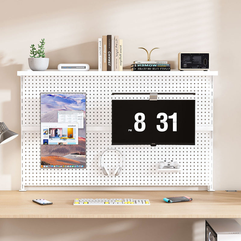 Clamp On Desk Pegboard With Single Monitor Stand