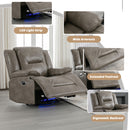 Home Theater Recliner Set Manual Recliner Chair With A LED Light Strip Two Built-In Cup Holders For Living Room