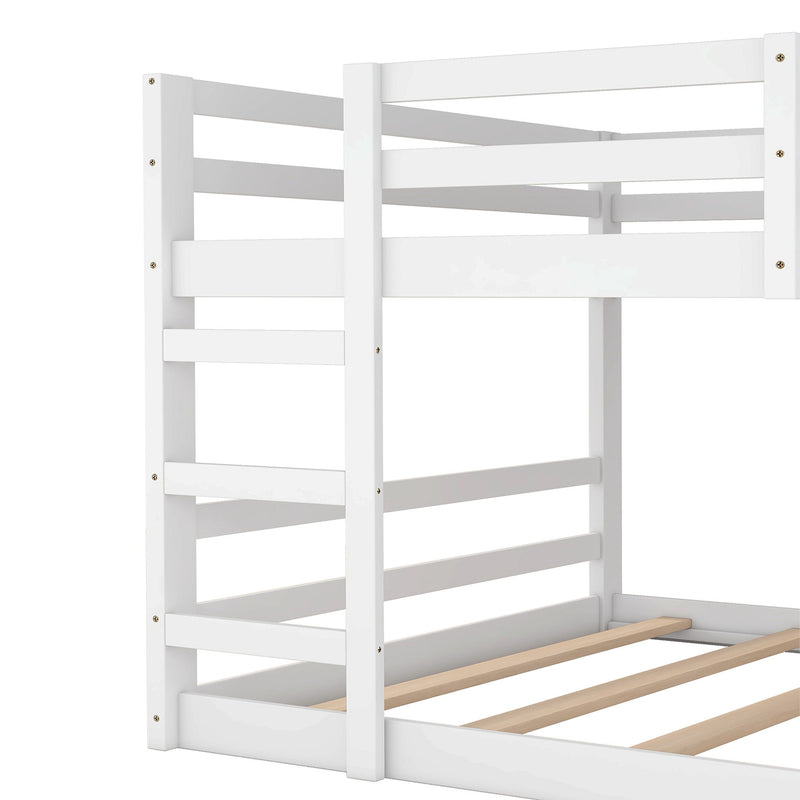 Full Over Full Bunk Bed With Ladder - White