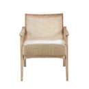 Chair With Cane Inset Back And Upholstered Seat - Light Brown
