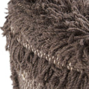 Roja - Handcrafted Wool & Cotton Foot Stool With Eucalyptus Wood Frame - Dark Brown