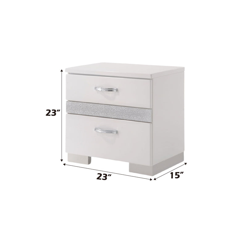 Naima II - High Gloss Nightstand - White