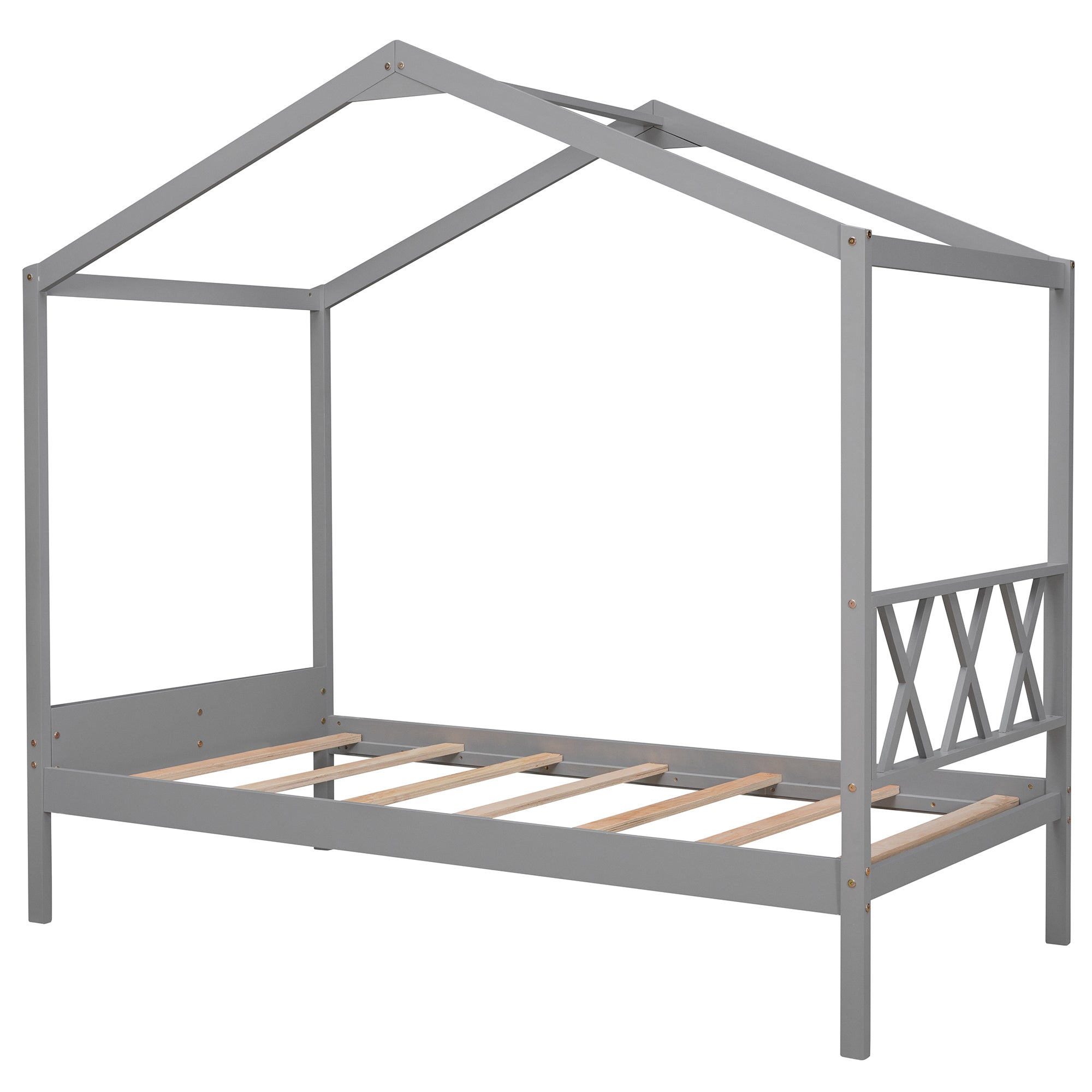 Twin Size Wood House Bed with Storage Space, Gray(OLD SKU: LP000001AAE) - Atlantic Fine Furniture Melbourne FL