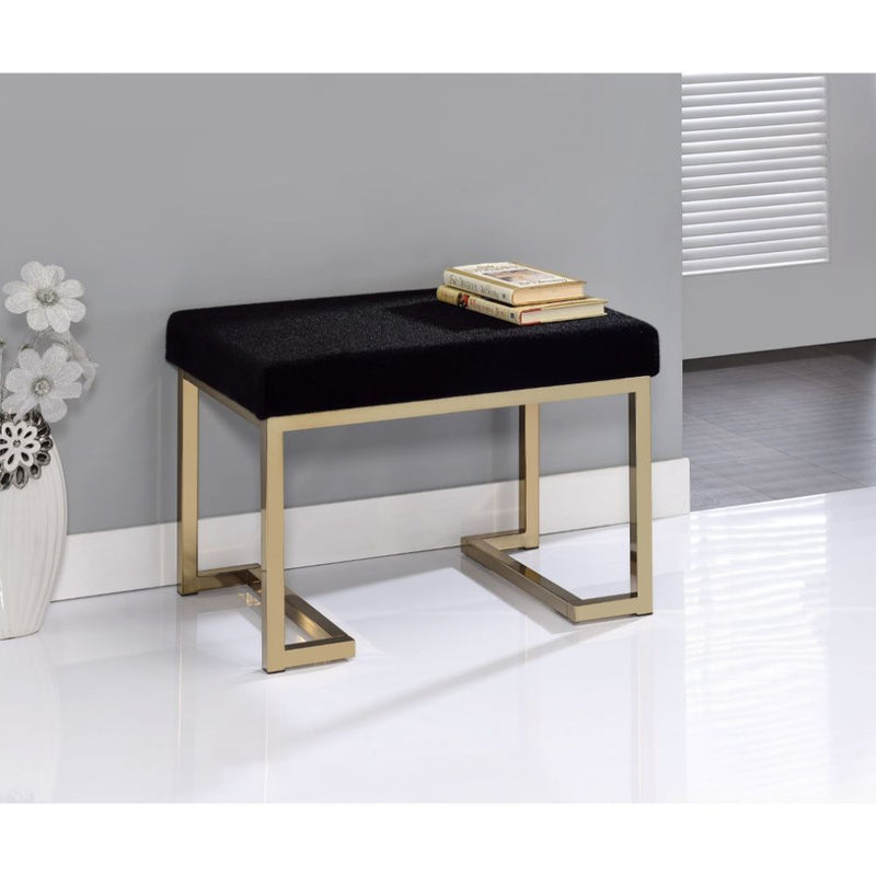 Boice - Ottoman - Black Fabric & Champagne - Atlantic Fine Furniture Inc