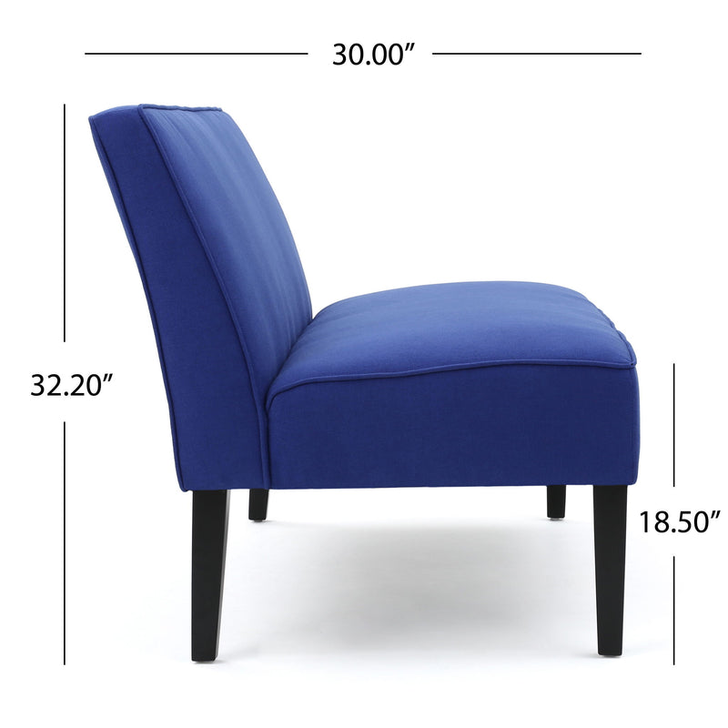 Contemporary Loveseat With Upholstered Fabric And Birch Wood Legs