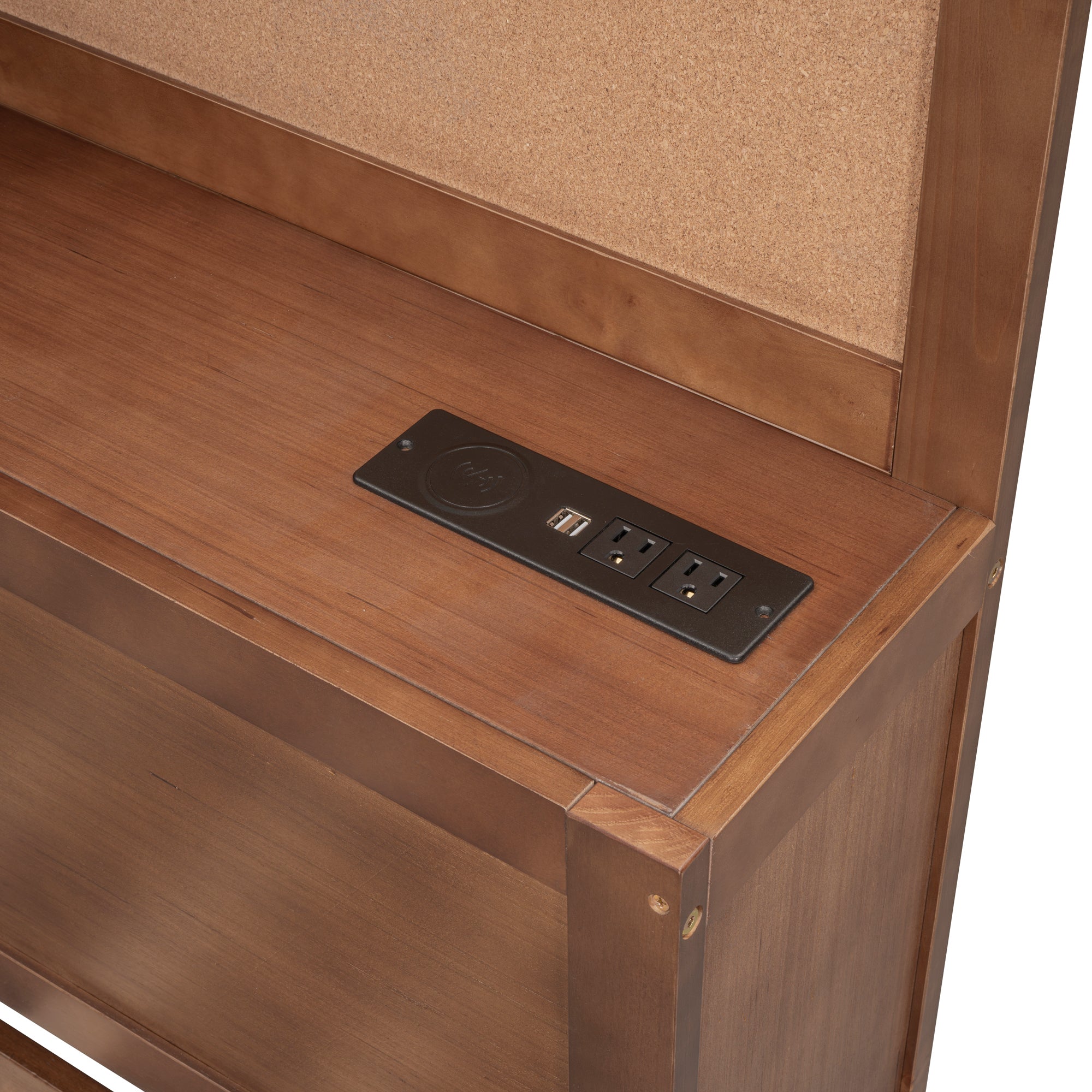 Full Size Wooden Daybed with 3 Storage Drawers, Upper Soft Board, shelf, and a set of Sockets and USB Ports, Brown - Atlantic Fine Furniture Melbourne FL