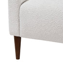 Caius - Modern Arm Chair With Boucle And Wooden Legs - White