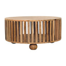 Slatted Round Coffee Table - Beige