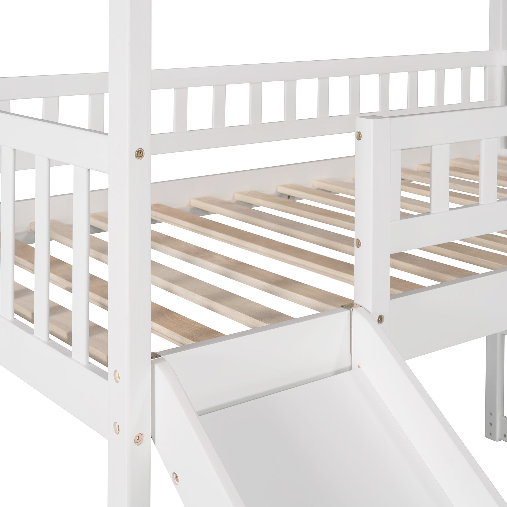 Twin Loft Bed with Two Drawers and Slide, House Bed with Slide, White (Old SKU: LP000130AAK) - Atlantic Fine Furniture Melbourne FL