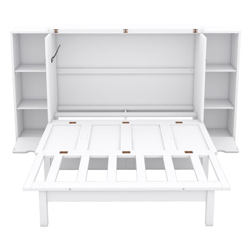 Murphy Bed With Shelves, Drawers And USB Ports