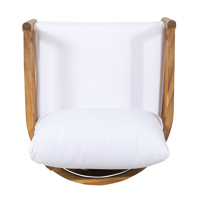 Outdoor Acacia Wood Patio Club Chair, Waterproof Thick Cushion, Deep Seating