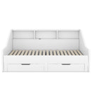 Daybed Frame With Storage Bookcases, 2 Drawers, Charging Station