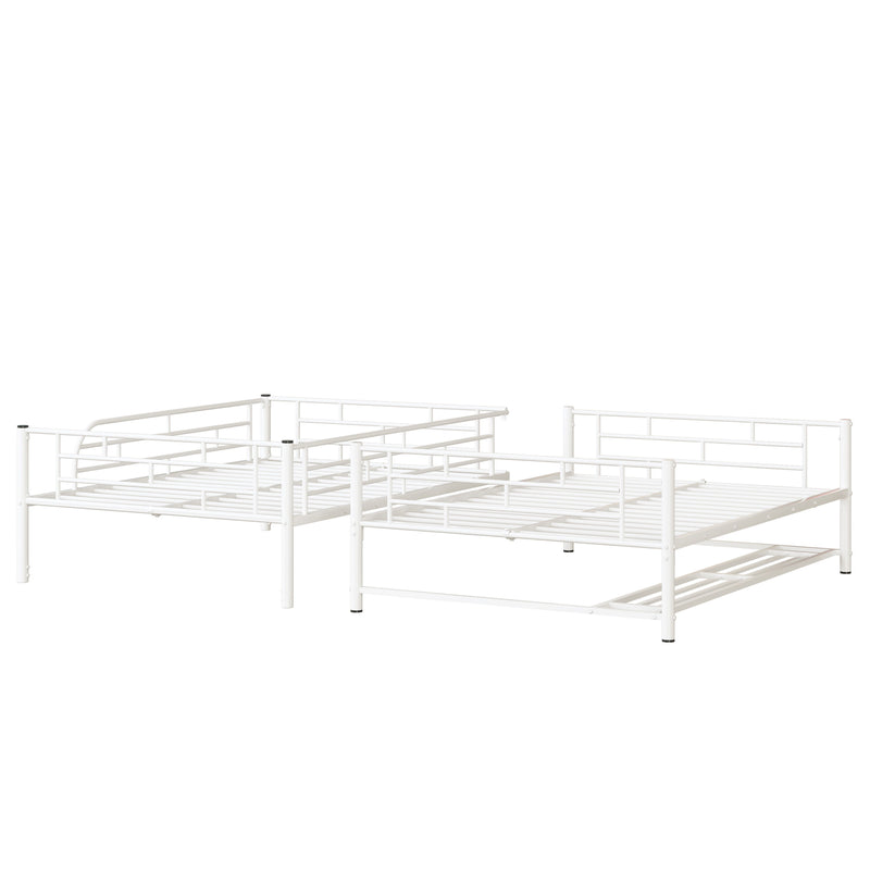 Metal Bunk Bed With Shelf And Guardrails